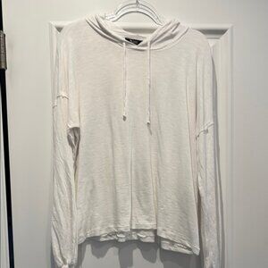 Michael Lauren Cream Hooded Long Sleeve Top